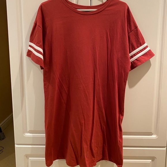 Burgundy T-Shirt Dress - Picture 1 of 5